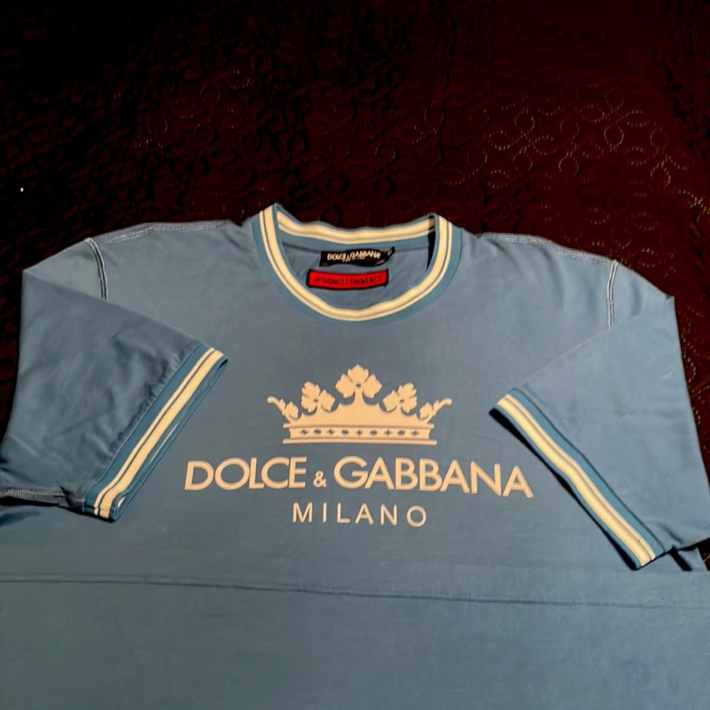 Dolce & Gabbana Blue and white crown Kongo T shirt